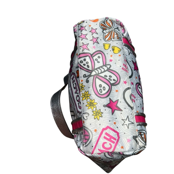 Coach Vintage Poppy Metallic Bandana Graffiti Butterfly Shoulder Bag Tote Purse - Picture 9 of 16